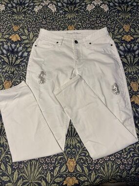 Tommy Bahama white distressed sequin Jean Sz 0/29